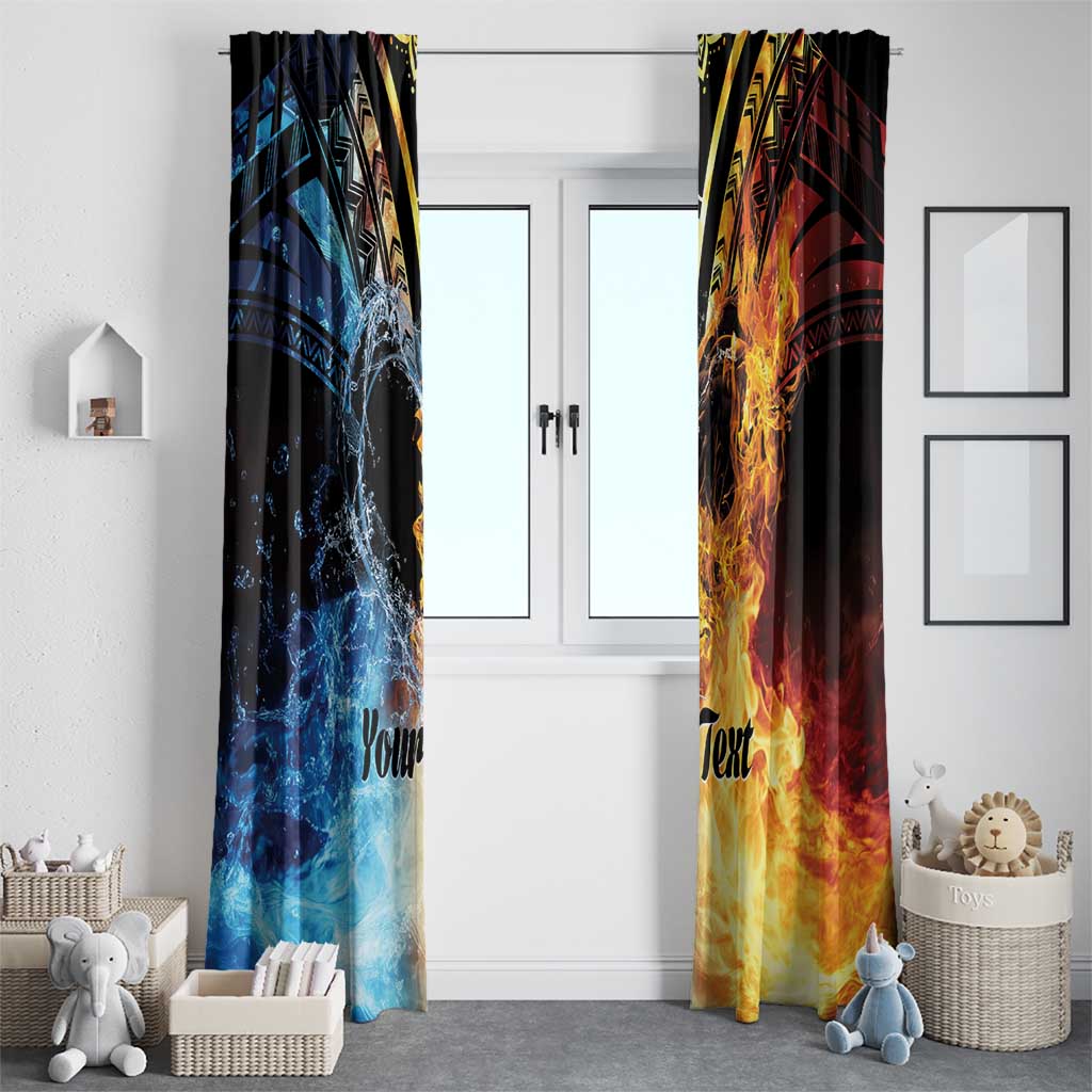 Personalised Polynesian Heart In Fire And Water Window Curtain Romantic Elements