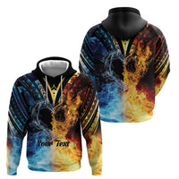 Personalised Polynesian Heart In Fire And Water Zip Hoodie Romantic Elements