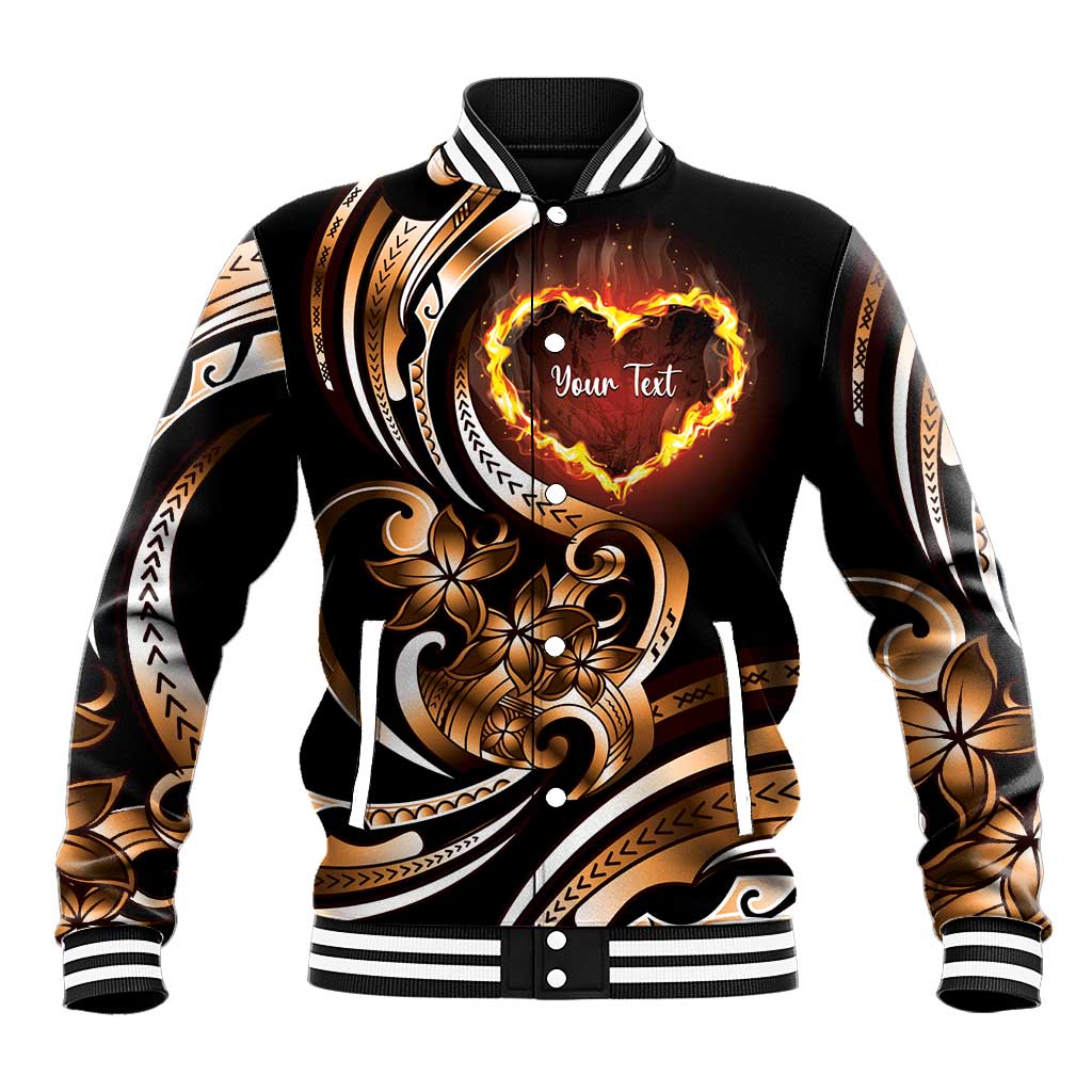 Personalised Polynesian Fiery Heart Baseball Jacket Passionate Love