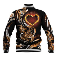 Personalised Polynesian Fiery Heart Baseball Jacket Passionate Love