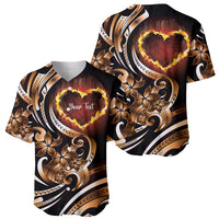 Personalised Polynesian Fiery Heart Baseball Jersey Passionate Love LT01 - Polynesian Pride