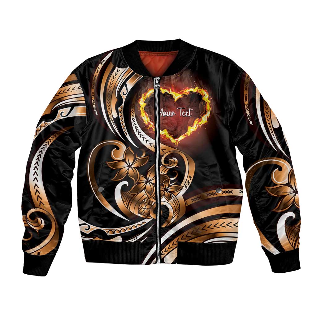 Personalised Polynesian Fiery Heart Bomber Jacket Passionate Love