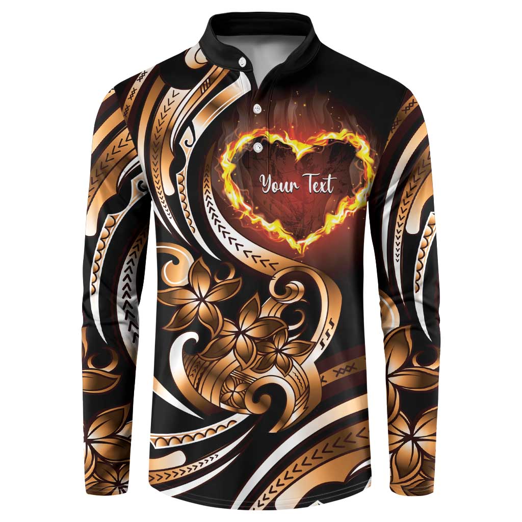 Personalised Polynesian Fiery Heart Button Sweatshirt Passionate Love LT01 Black - Polynesian Pride