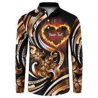 Personalised Polynesian Fiery Heart Button Sweatshirt Passionate Love LT01 Black - Polynesian Pride
