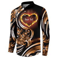 Personalised Polynesian Fiery Heart Button Sweatshirt Passionate Love LT01 - Polynesian Pride
