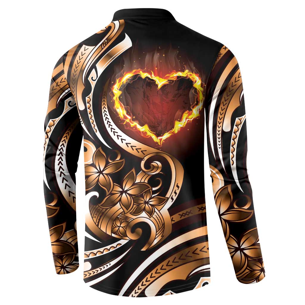Personalised Polynesian Fiery Heart Button Sweatshirt Passionate Love LT01 - Polynesian Pride