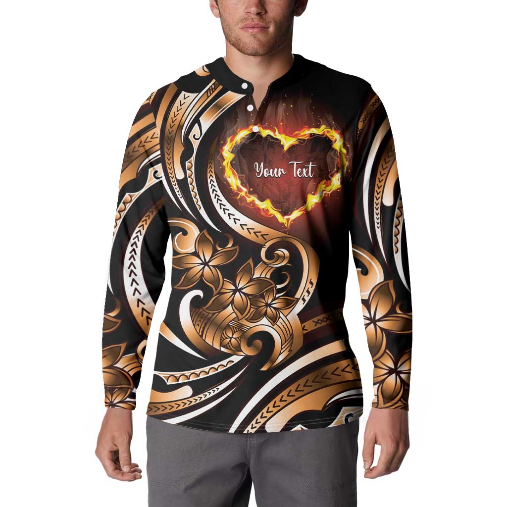 Personalised Polynesian Fiery Heart Button Sweatshirt Passionate Love LT01 - Polynesian Pride
