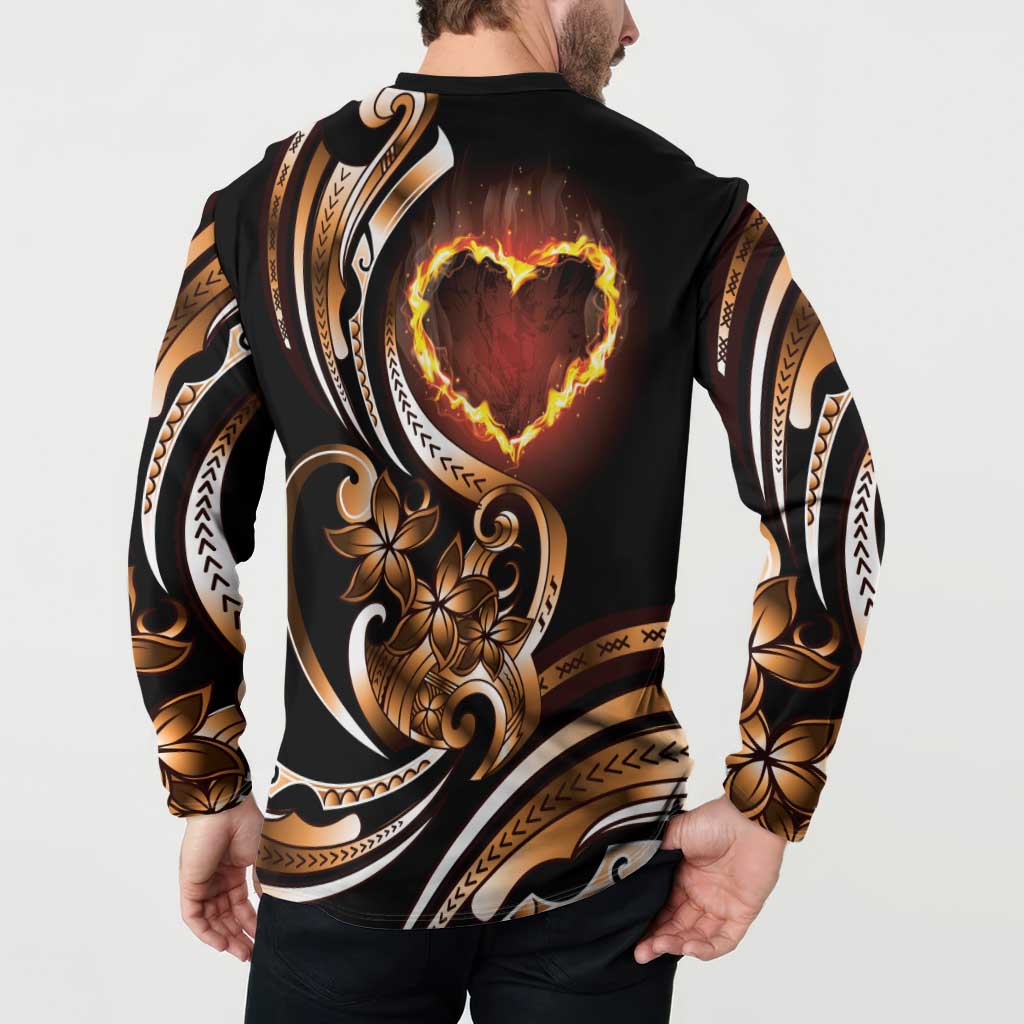 Personalised Polynesian Fiery Heart Button Sweatshirt Passionate Love LT01 - Polynesian Pride