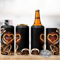 Personalised Polynesian Fiery Heart 4 in 1 Can Cooler Tumbler Passionate Love