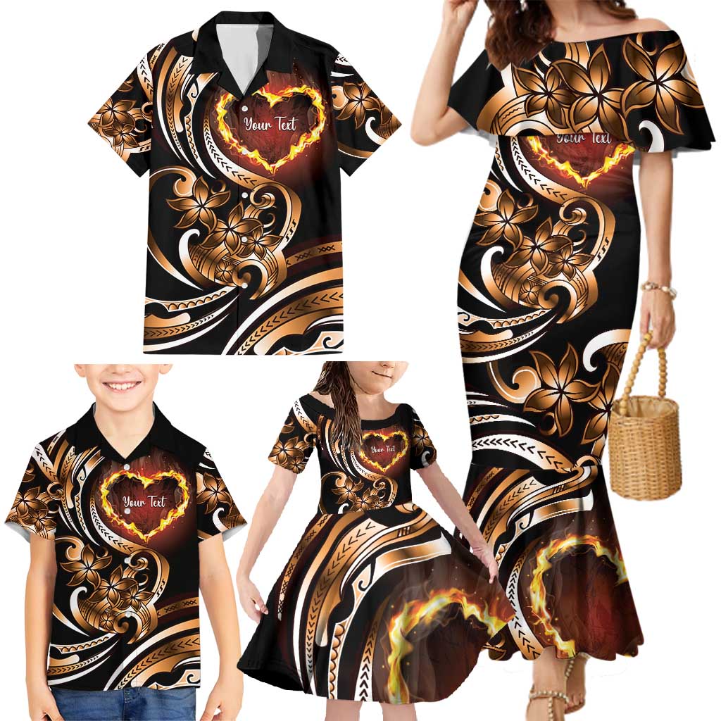 Personalised Polynesian Fiery Heart Family Matching Mermaid Dress and Hawaiian Shirt Passionate Love LT01 - Polynesian Pride