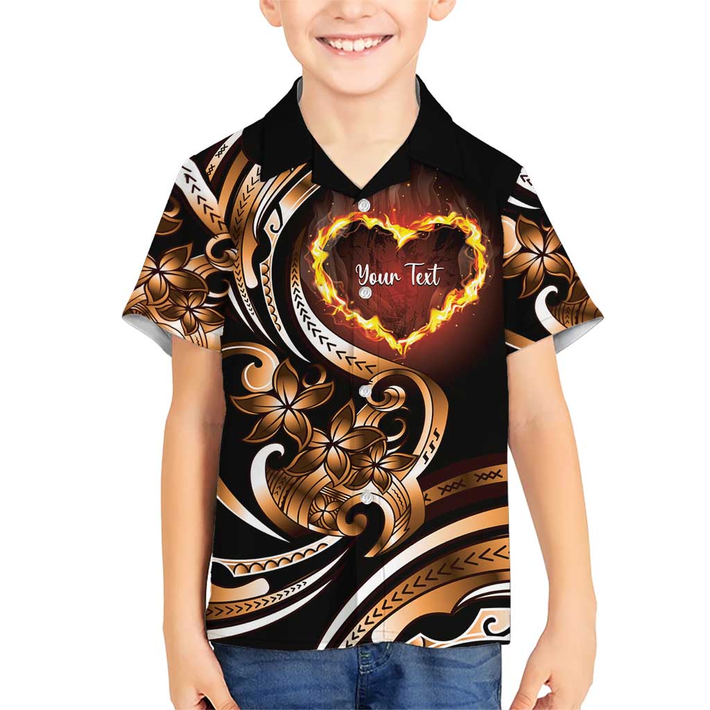 Personalised Polynesian Fiery Heart Family Matching Short Sleeve Bodycon Dress and Hawaiian Shirt Passionate Love LT01 Son's Shirt Black - Polynesian Pride