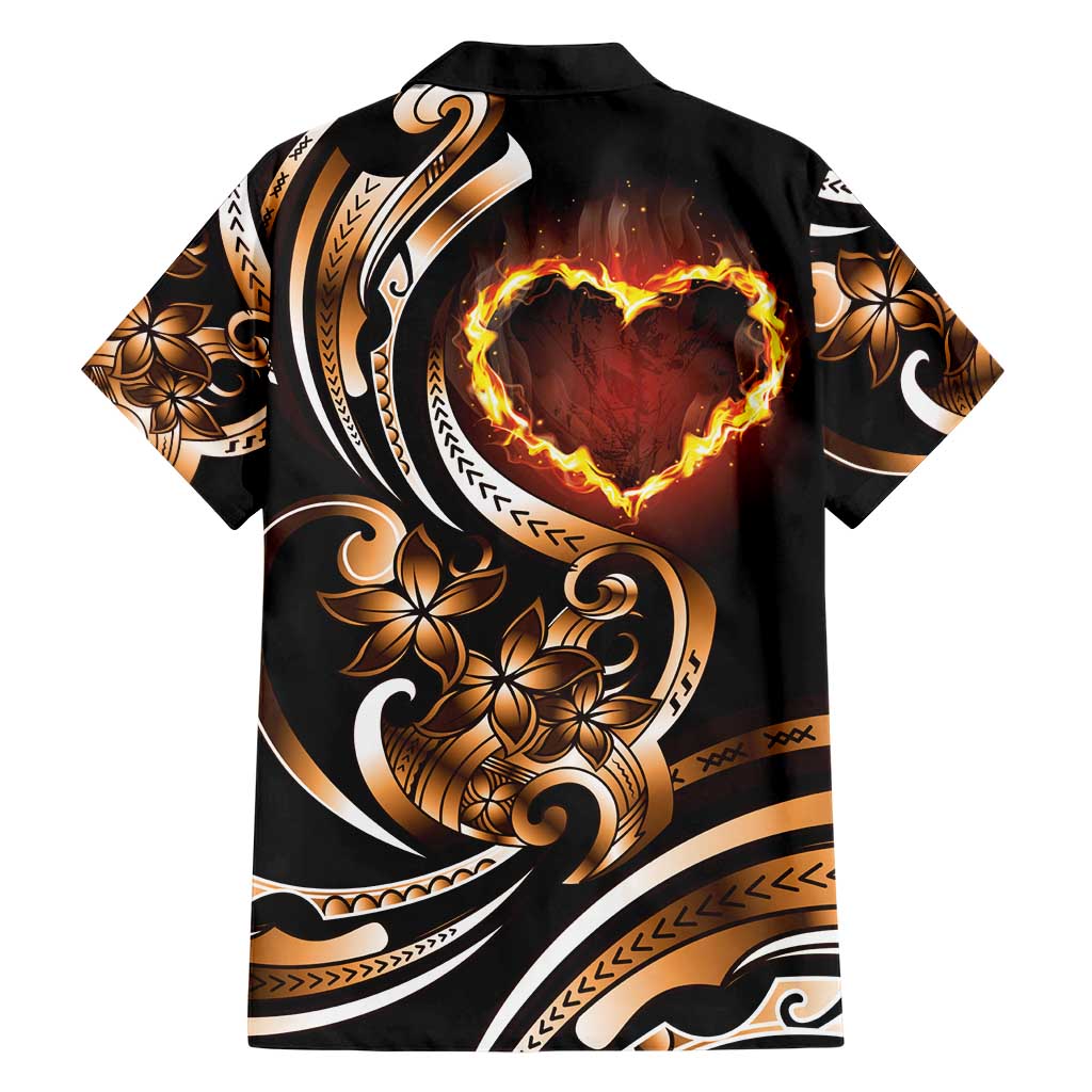 Personalised Polynesian Fiery Heart Hawaiian Shirt Passionate Love