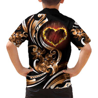 Personalised Polynesian Fiery Heart Kid Hawaiian Shirt Passionate Love
