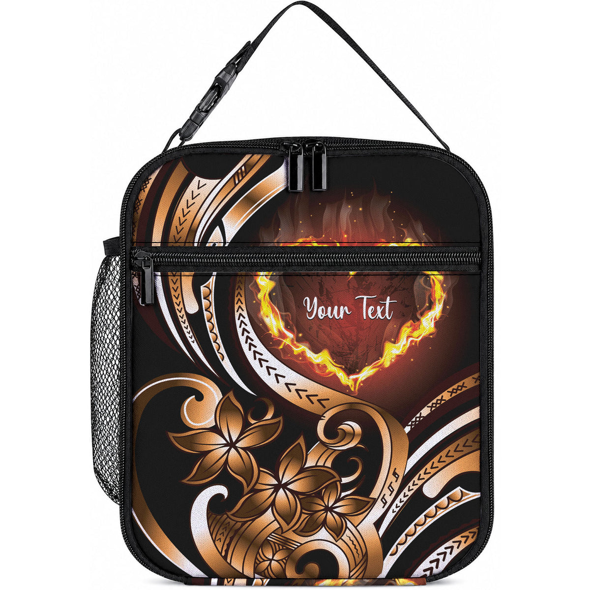 Personalised Polynesian Fiery Heart Lunch Bag Passionate Love LT01 10.2 × 8.3 × 4.3 inch Black - Polynesian Pride