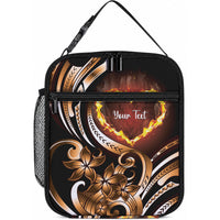 Personalised Polynesian Fiery Heart Lunch Bag Passionate Love LT01 10.2 × 8.3 × 4.3 inch Black - Polynesian Pride