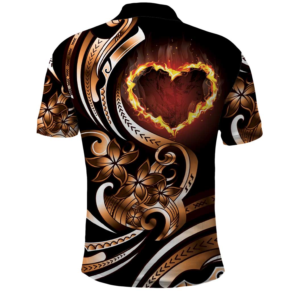 Personalised Polynesian Fiery Heart Polo Shirt Passionate Love