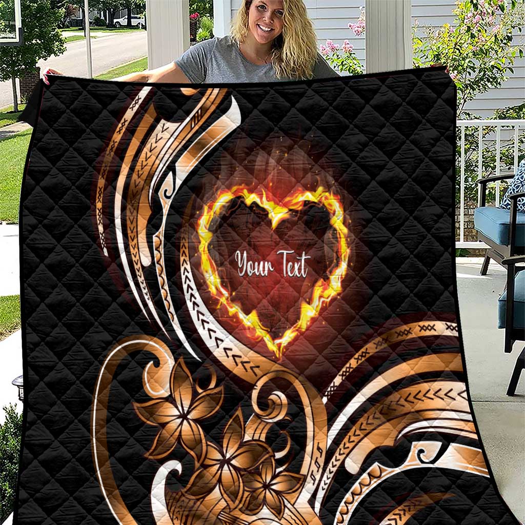 Personalised Polynesian Fiery Heart Quilt Passionate Love LT01 Black - Polynesian Pride