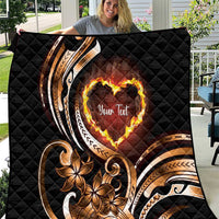 Personalised Polynesian Fiery Heart Quilt Passionate Love LT01 Black - Polynesian Pride