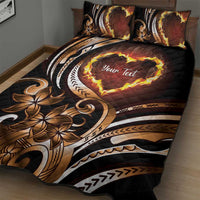 Personalised Polynesian Fiery Heart Quilt Bed Set Passionate Love