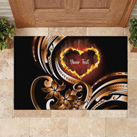 Personalised Polynesian Fiery Heart Rubber Doormat Passionate Love LT01 Black - Polynesian Pride