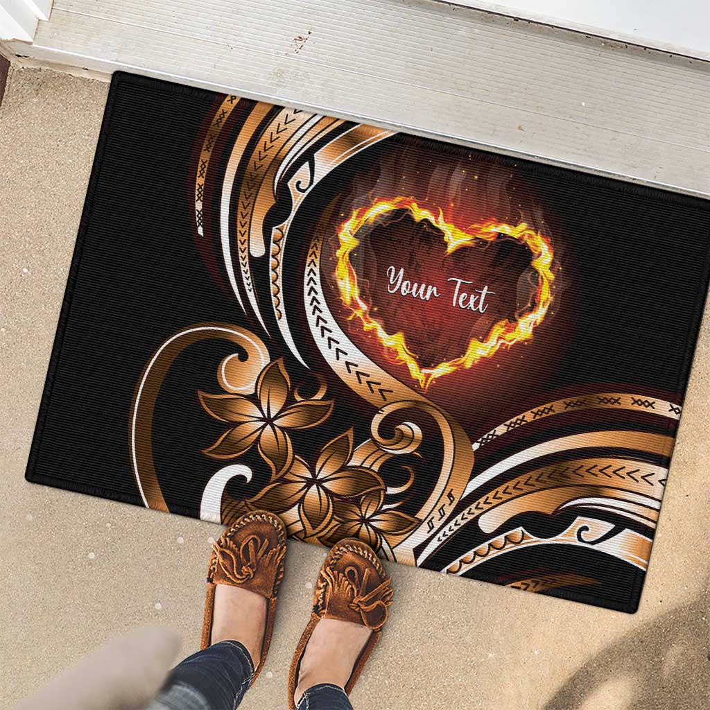 Personalised Polynesian Fiery Heart Rubber Doormat Passionate Love LT01 - Polynesian Pride