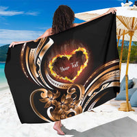 Personalised Polynesian Fiery Heart Sarong Passionate Love LT01 One Size 44 x 66 inches Black - Polynesian Pride