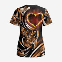 Personalised Polynesian Fiery Heart Scrub Top Passionate Love - Polynesian Pride