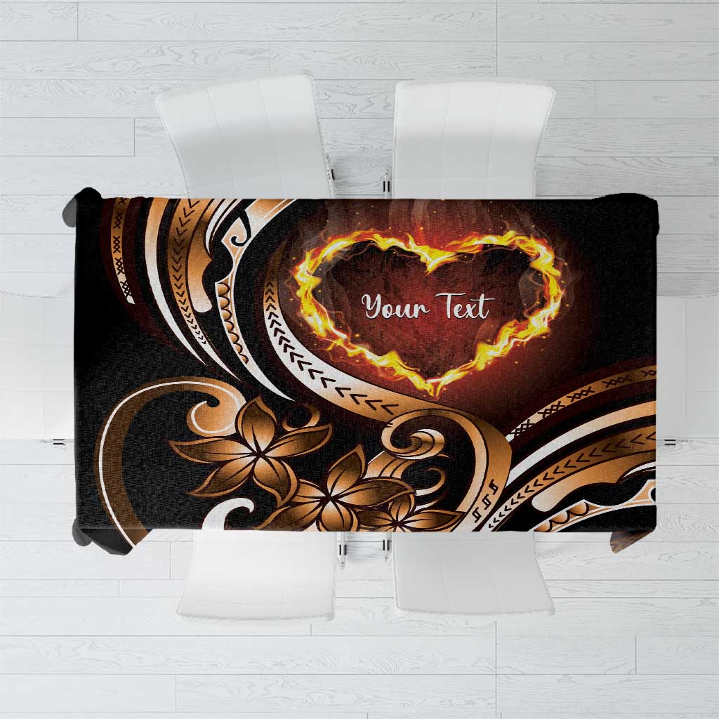 Personalised Polynesian Fiery Heart Tablecloth Passionate Love LT01 Black - Polynesian Pride
