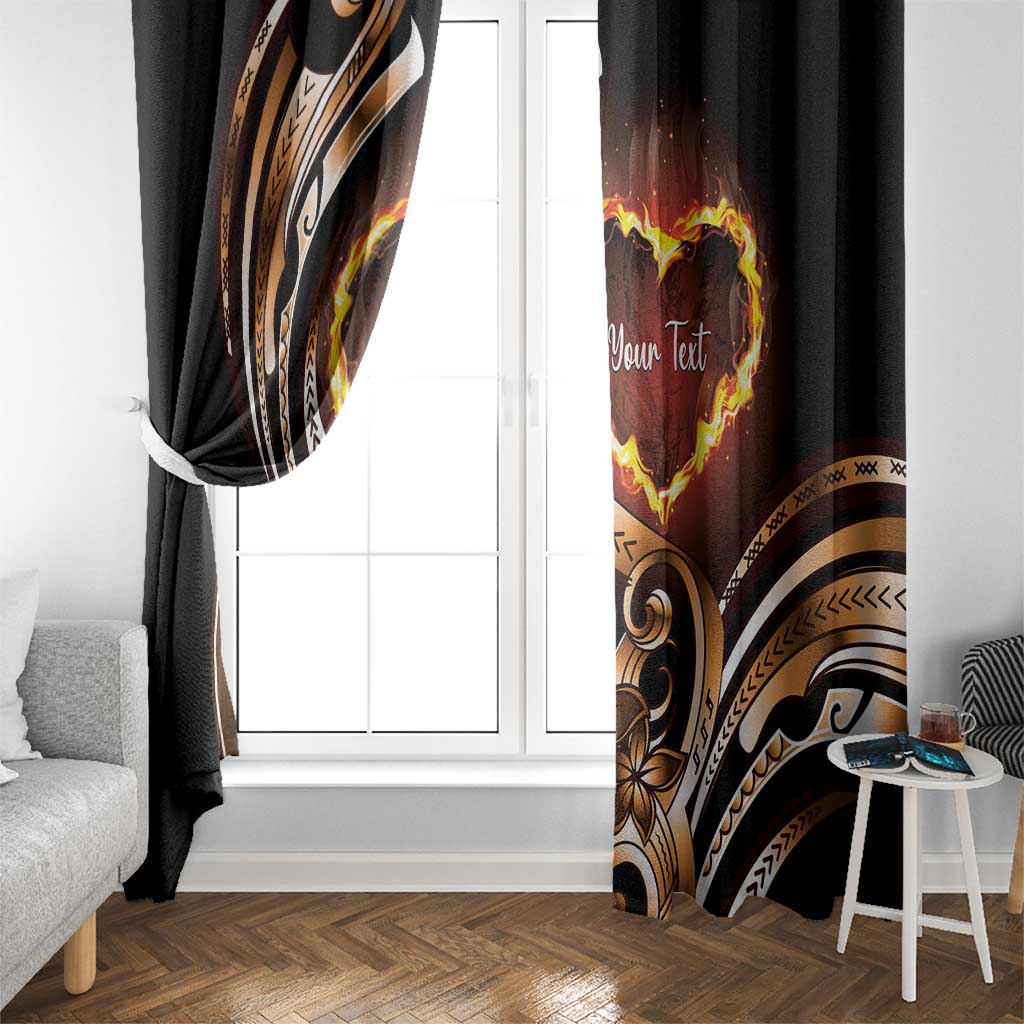 Personalised Polynesian Fiery Heart Window Curtain Passionate Love