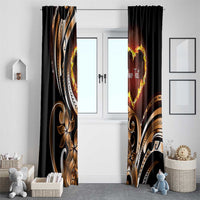 Personalised Polynesian Fiery Heart Window Curtain Passionate Love