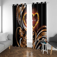 Personalised Polynesian Fiery Heart Window Curtain Passionate Love