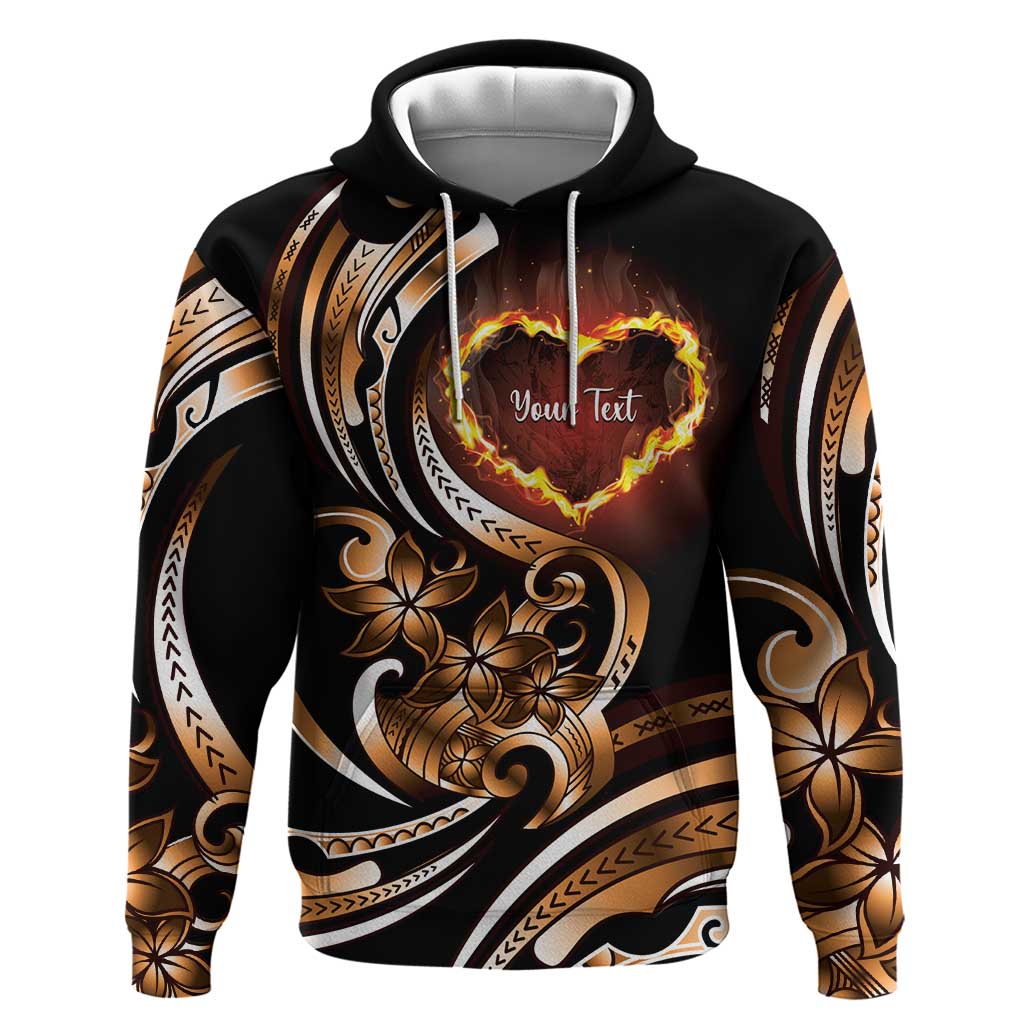 Personalised Polynesian Fiery Heart Zip Hoodie Passionate Love