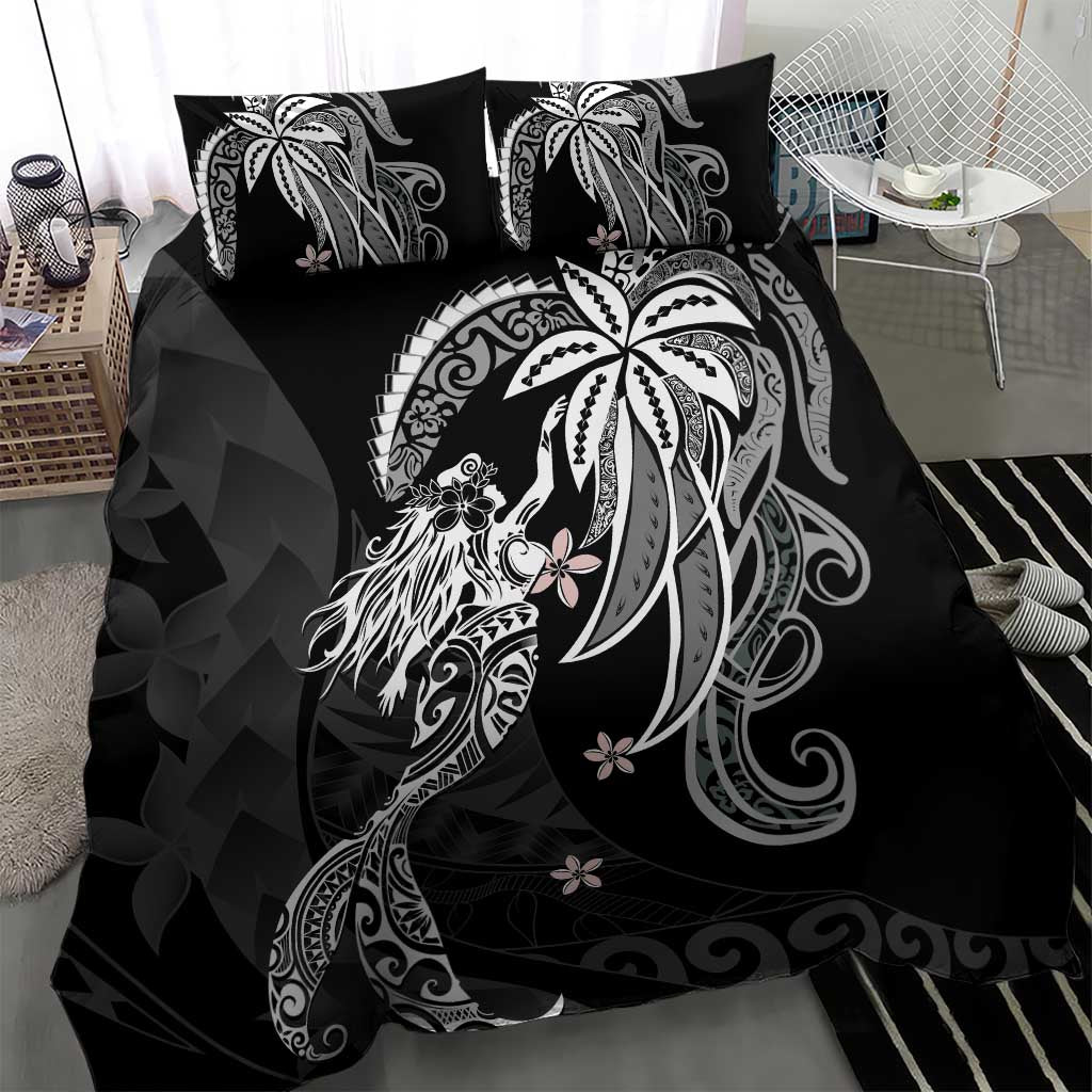 Polynesian Mermaid Plumeria Tribal Tattoo Bedding Set