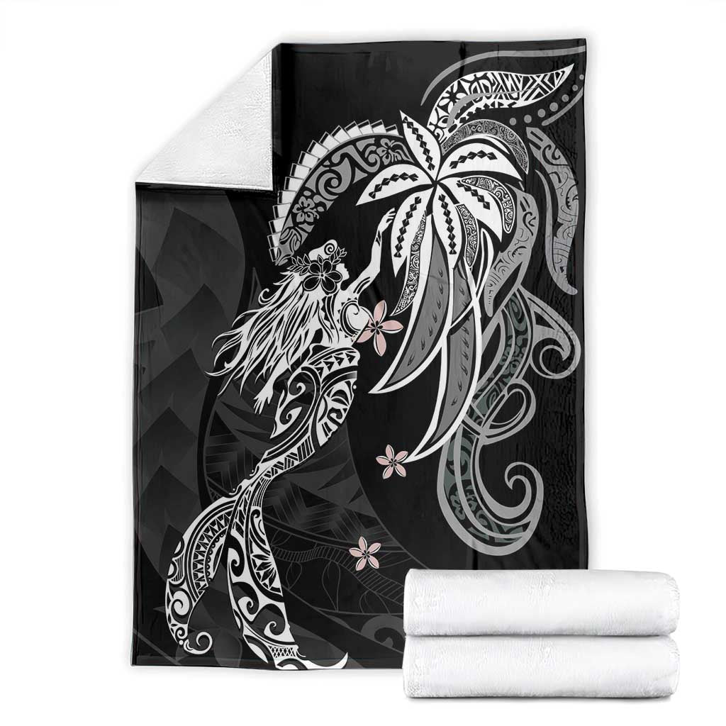 Polynesian Mermaid Plumeria Tribal Tattoo Blanket