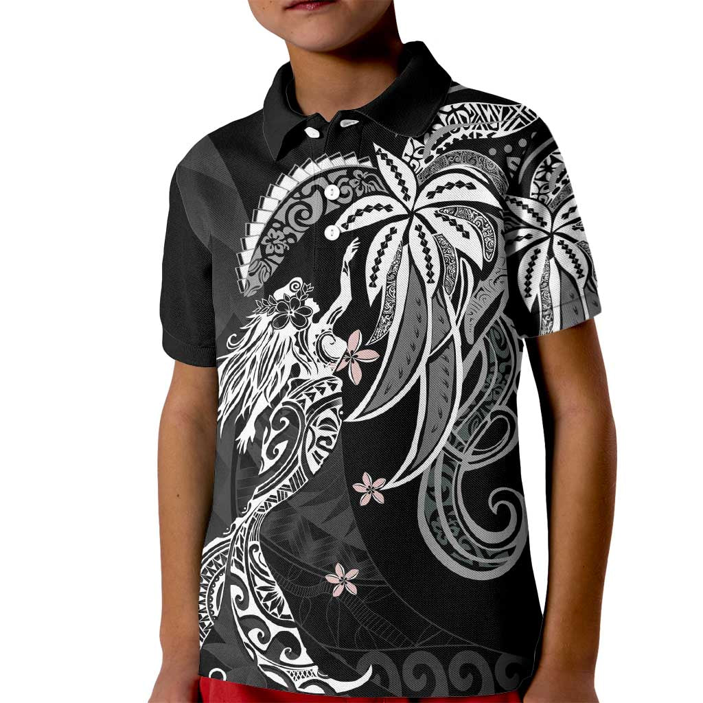 Polynesian Mermaid Plumeria Tribal Tattoo Kid Polo Shirt LT01 Kid Black - Polynesian Pride