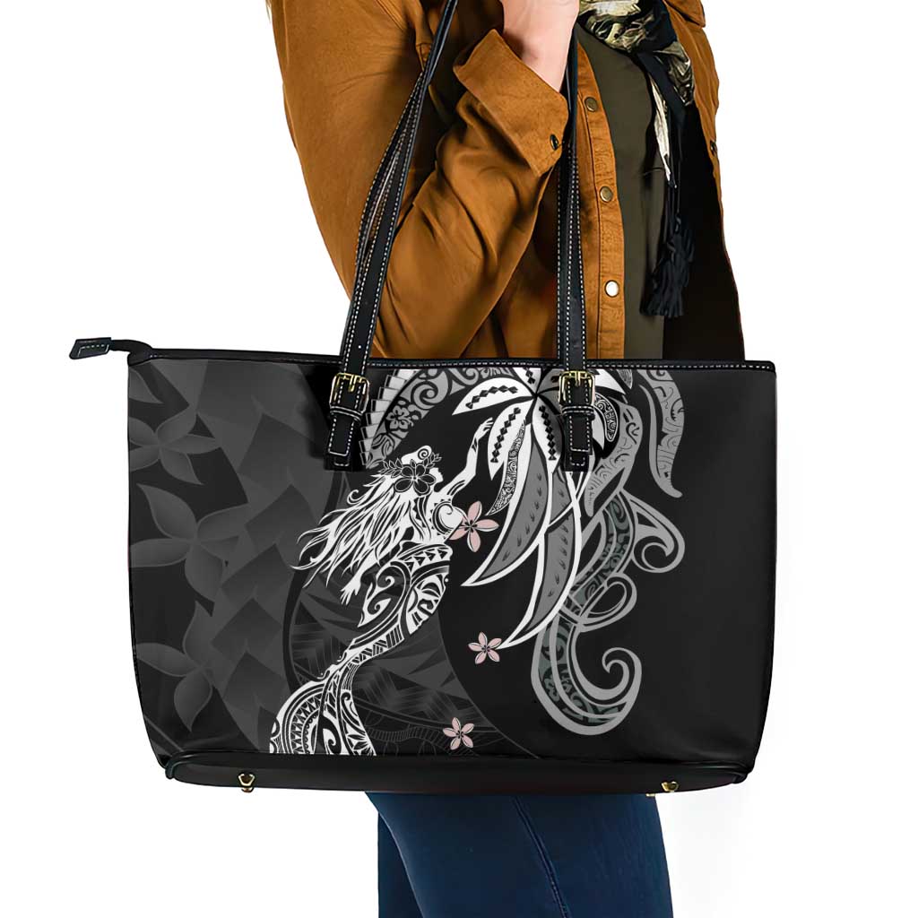 Polynesian Mermaid Plumeria Tribal Tattoo Leather Tote Bag LT01 - Polynesian Pride