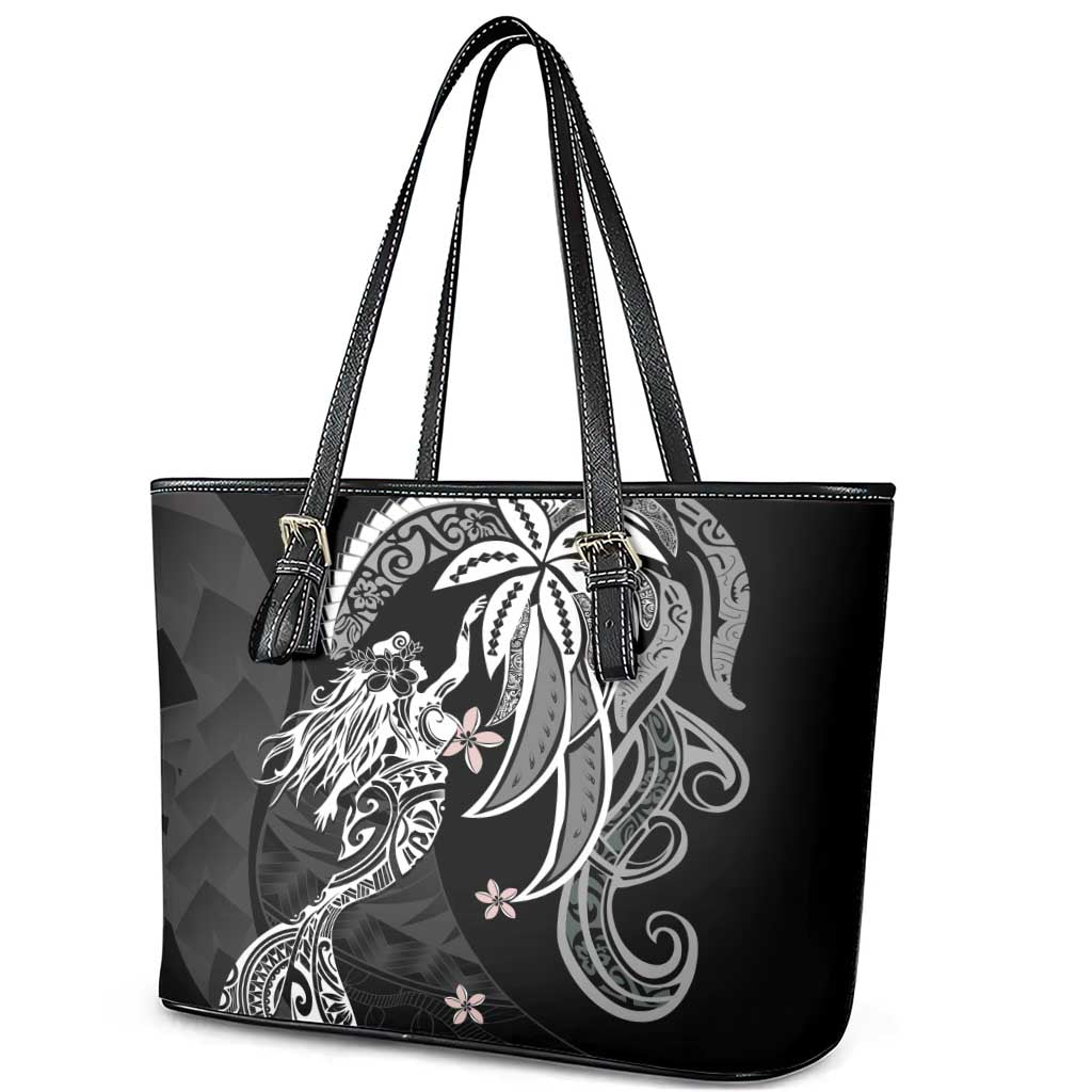 Polynesian Mermaid Plumeria Tribal Tattoo Leather Tote Bag LT01 - Polynesian Pride