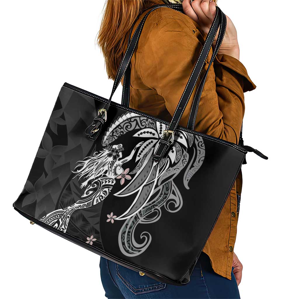 Polynesian Mermaid Plumeria Tribal Tattoo Leather Tote Bag LT01 - Polynesian Pride