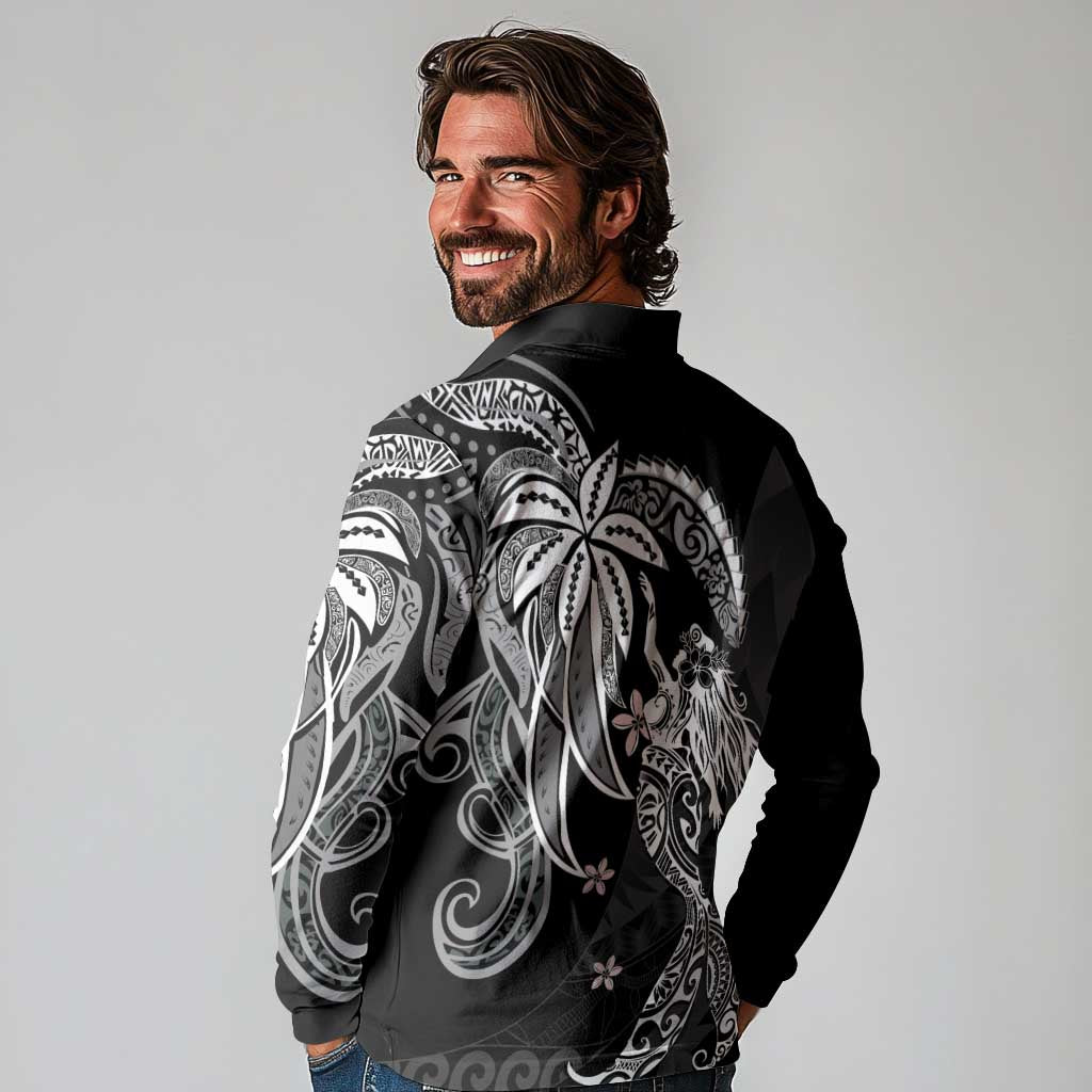 Polynesian Mermaid Plumeria Tribal Tattoo Long Sleeve Polo Shirt LT01 - Polynesian Pride