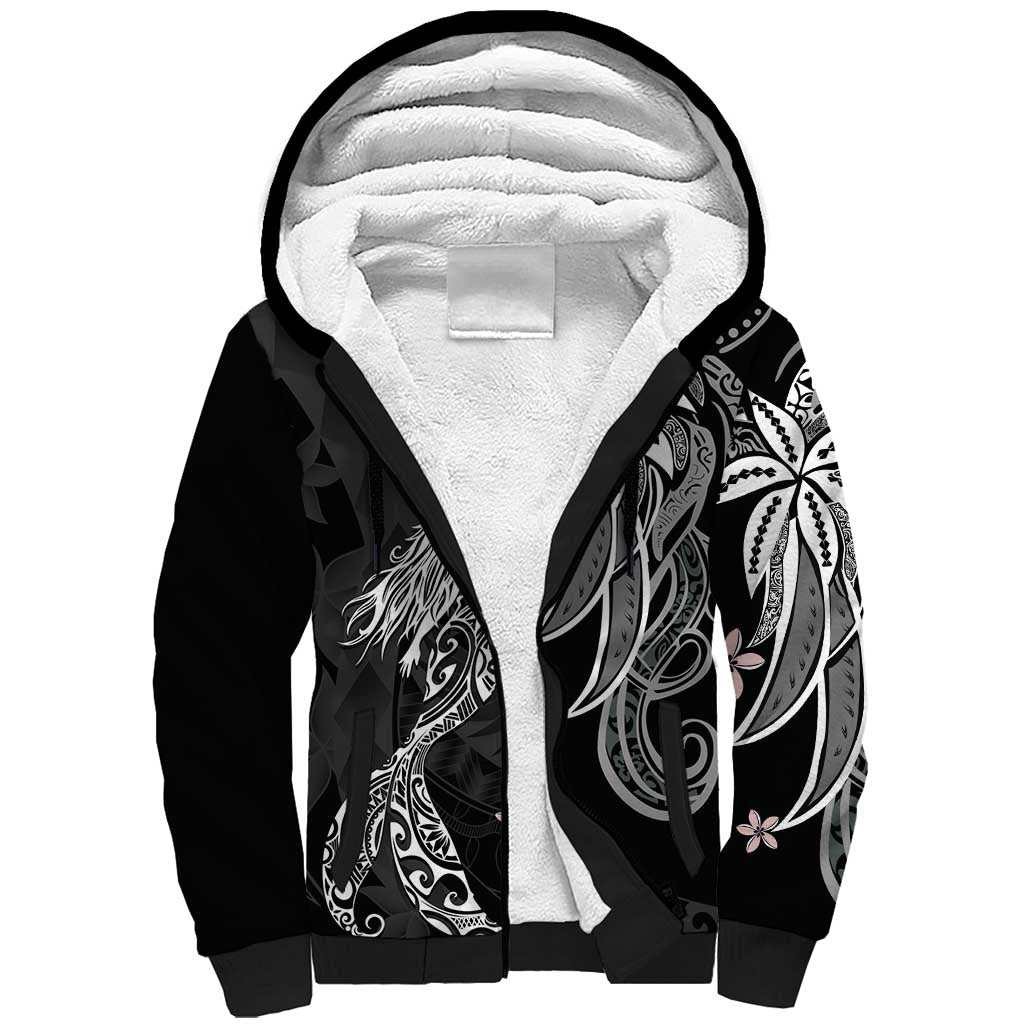 Polynesian Mermaid Plumeria Tribal Tattoo Sherpa Hoodie