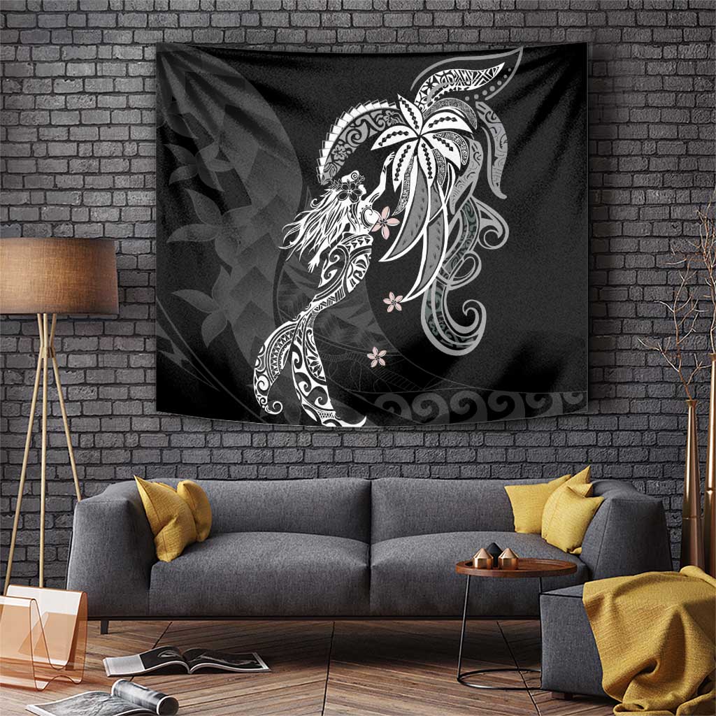 Polynesian Mermaid Plumeria Tribal Tattoo Tapestry