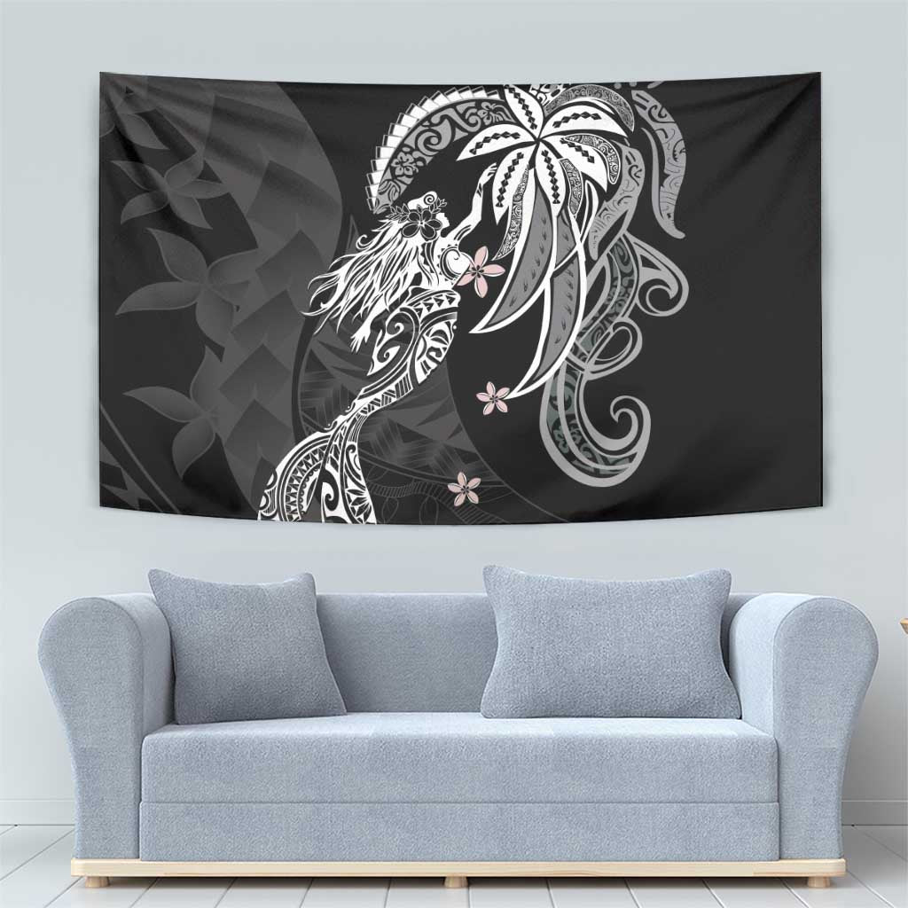Polynesian Mermaid Plumeria Tribal Tattoo Tapestry