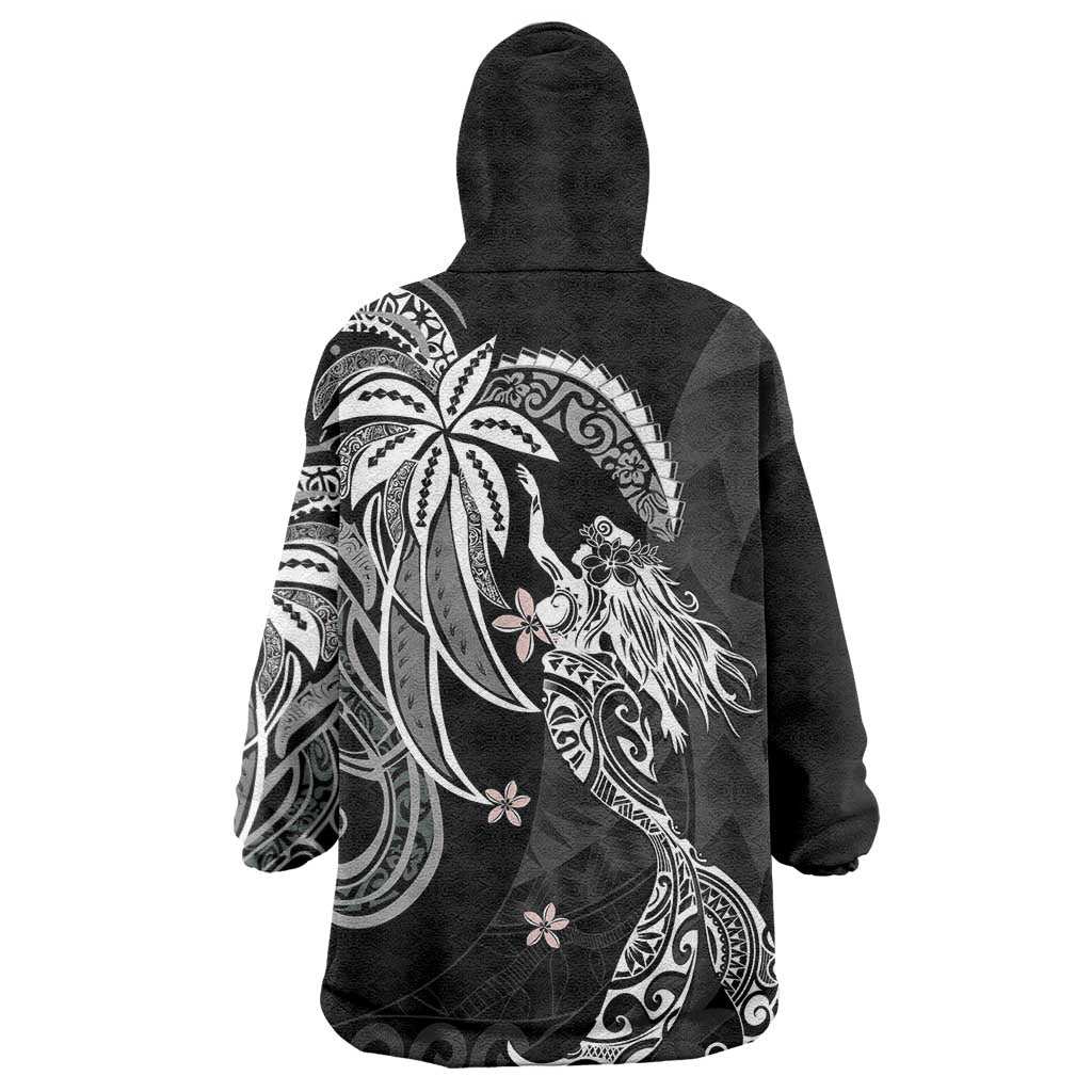 Polynesian Mermaid Plumeria Tribal Tattoo Wearable Blanket Hoodie