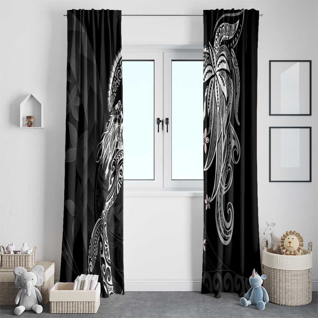Polynesian Mermaid Plumeria Tribal Tattoo Window Curtain