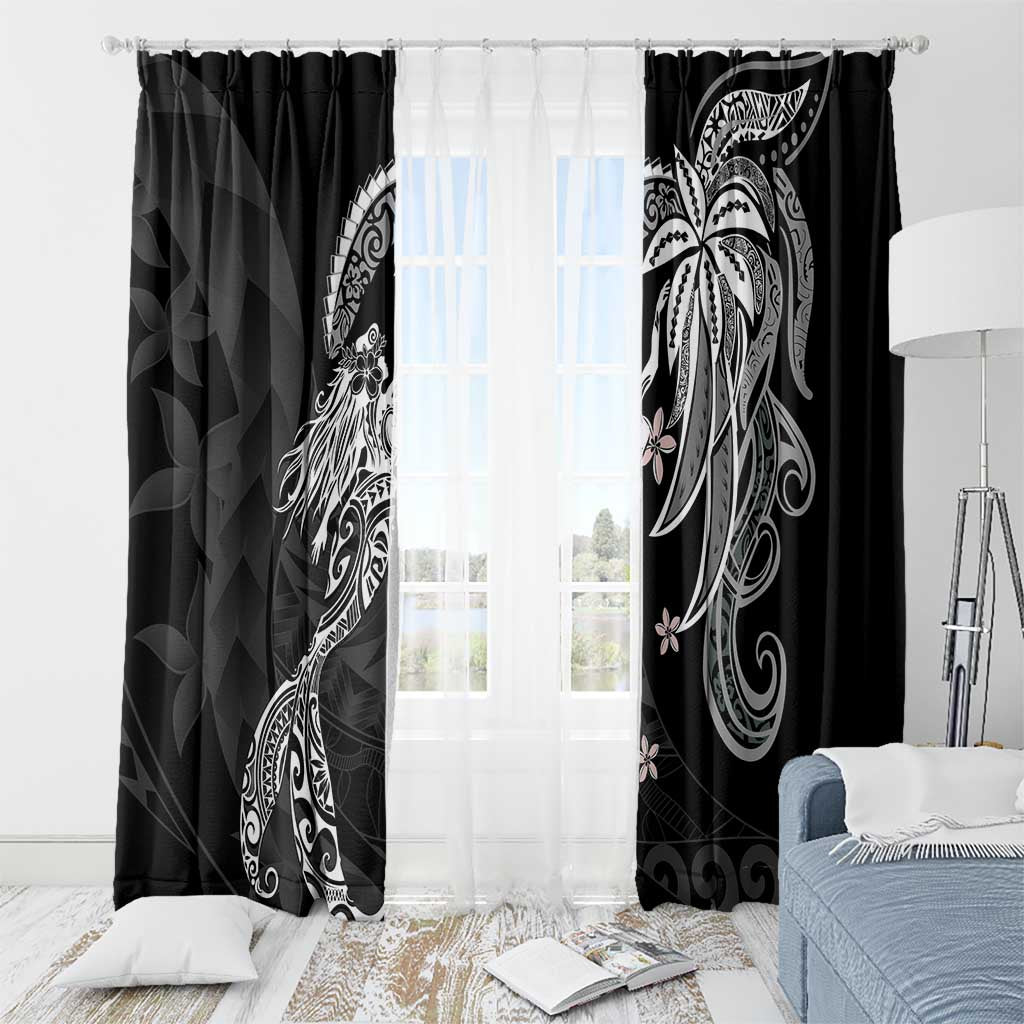 Polynesian Mermaid Plumeria Tribal Tattoo Window Curtain