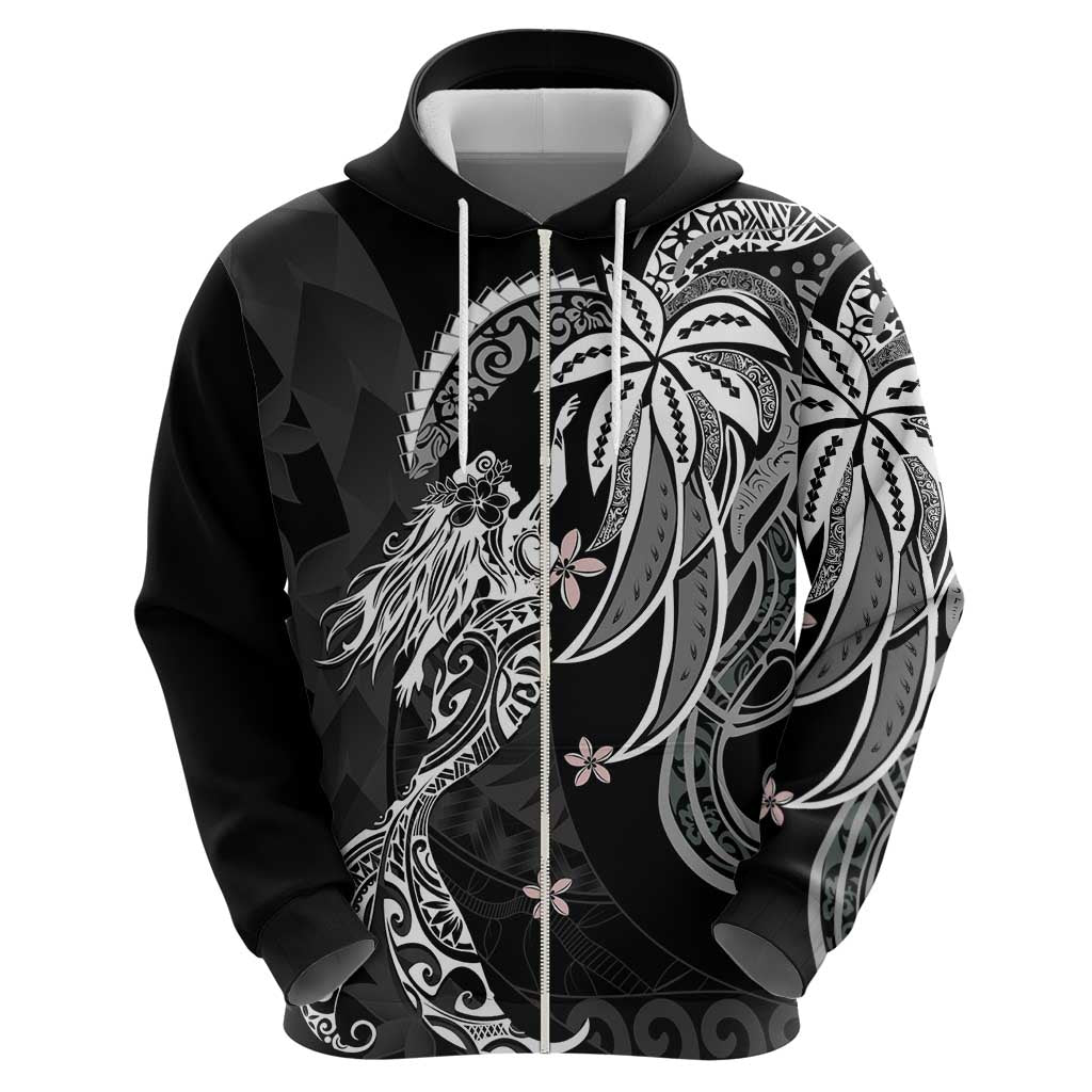 Polynesian Mermaid Plumeria Tribal Tattoo Zip Hoodie