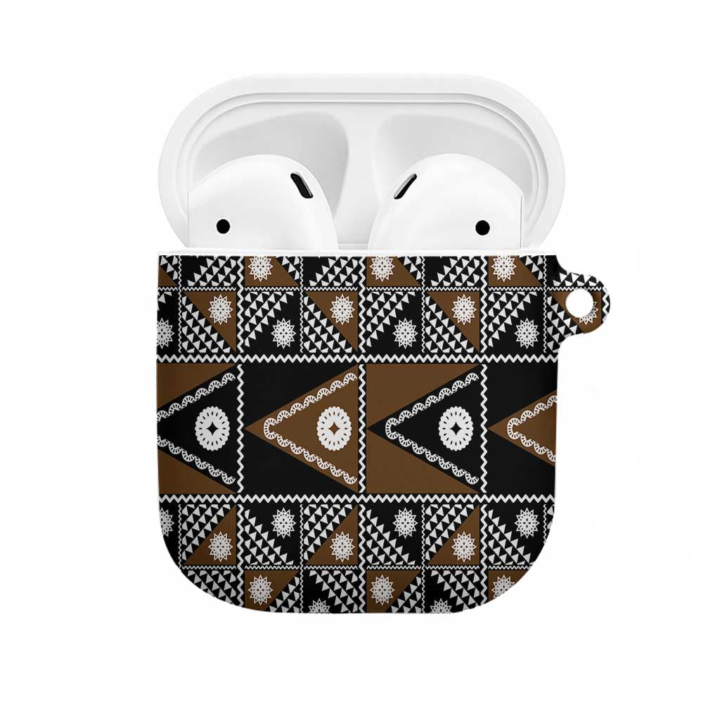 Fiji Brown Masi Pattern AirPods Case Fijian Tapa