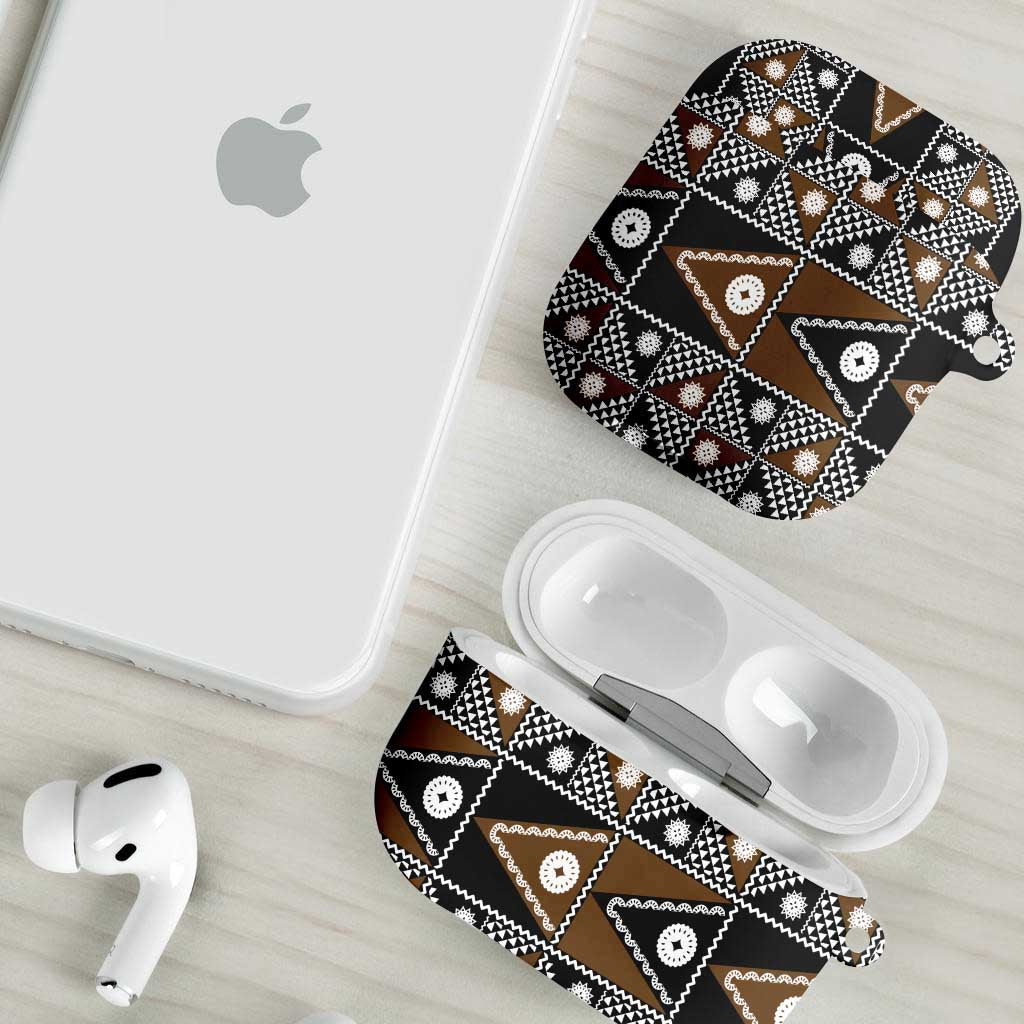 Fiji Brown Masi Pattern AirPods Case Fijian Tapa