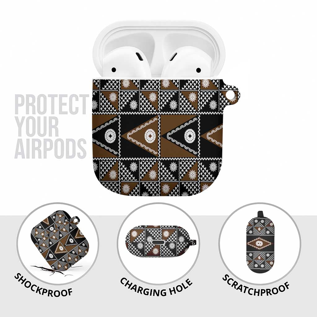Fiji Brown Masi Pattern AirPods Case Fijian Tapa