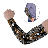 Fiji Brown Masi Pattern Arm Sleeves Fijian Tapa LT01 Set of 2 Brown - Polynesian Pride